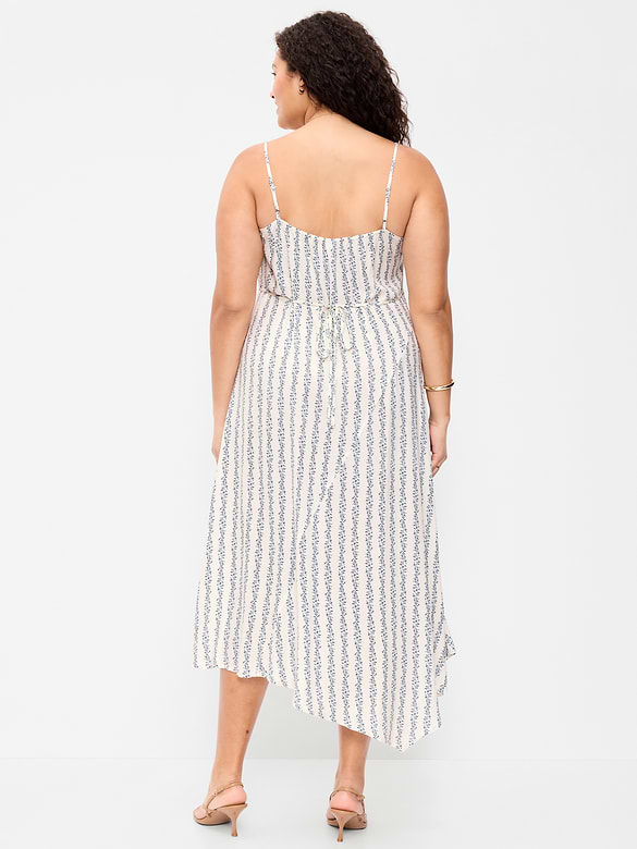 Fit & Flare Tie-Back Asymmetrical Midi Dress