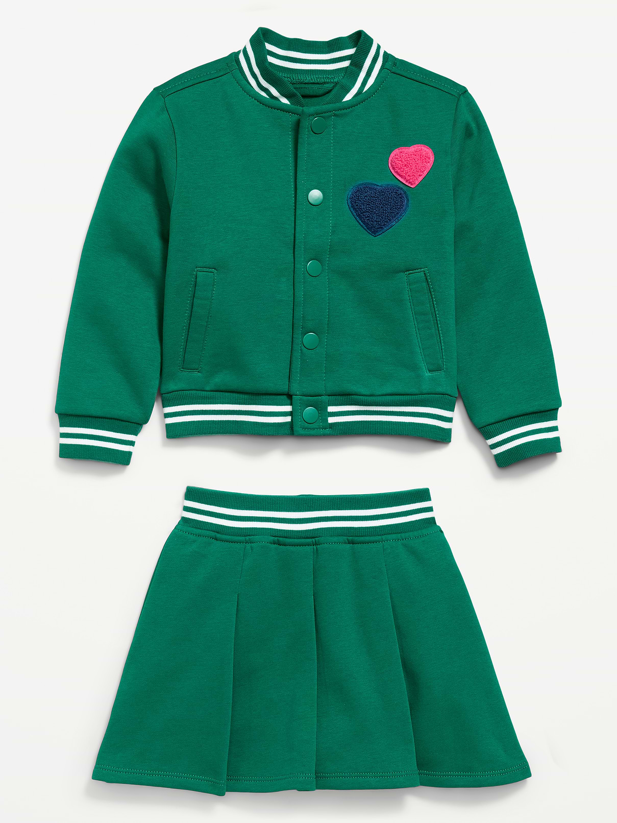 L'image numéro 4 présente Ensemble blouson d’aviateur et jupe plissée en molleton pour toute-petite