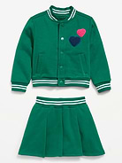 Image number 4 showing, Fleece Bomber Jacket and Pleated Skirt Set for Toddler Girls
