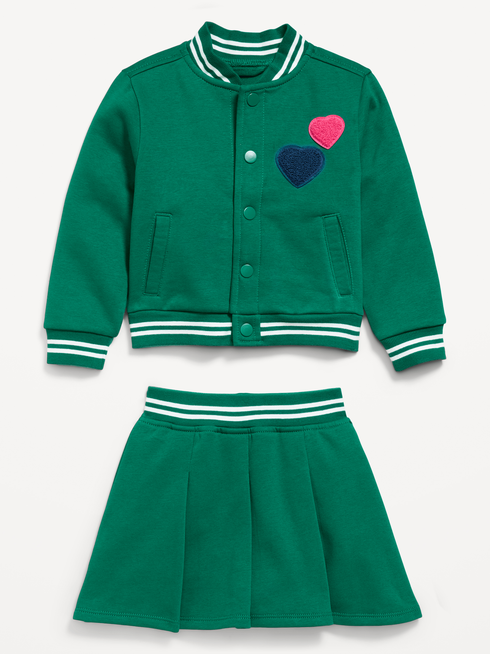 L'image numéro 4 présente Ensemble blouson d’aviateur et jupe plissée en molleton pour toute-petite