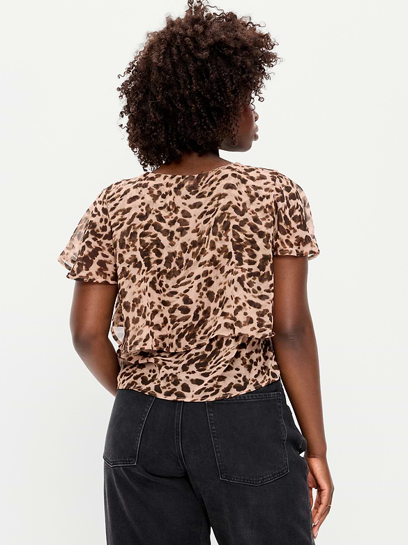 Tiered Ruffle Tie-Front Top