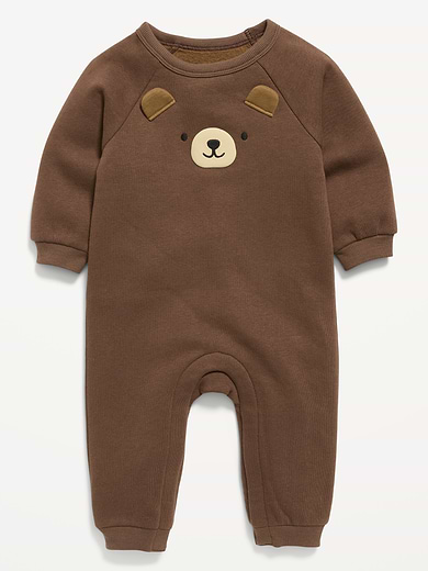 Image number 2 showing, Printed Long-Sleeve Fleece One-Piece for Baby