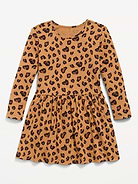 Image number 1 showing, Printed Long-Sleeve Ribbed Dress for Toddler Girls