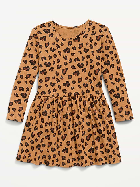 Printed Printed Long-Sleeve Ribbed Dress for Toddler Girls on clearance at Old Navy — 40% off