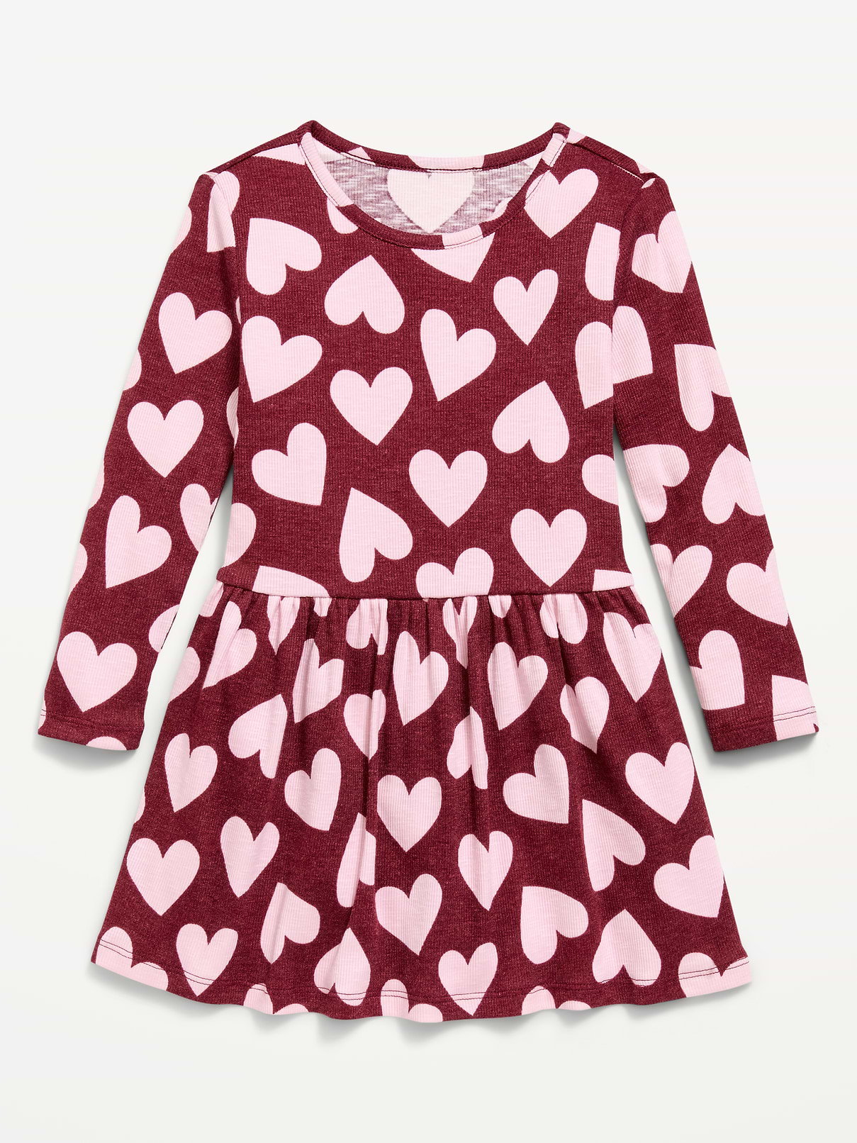 L'image numéro 1 présente Robe côtelée à motif à manches longues pour toute-petite fille