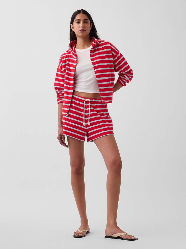 Image number 5 showing, Towel Terry Oversized Stripe Zip Hoodie