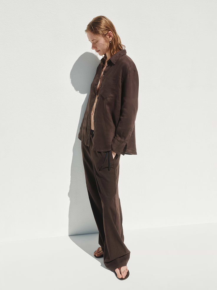 Image number 8 showing, Linen-Blend Easy Wide-Leg Pants