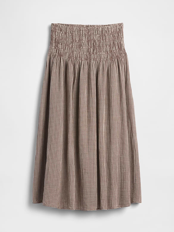 Cotton Gauze Smocked-Waist Maxi Skirt