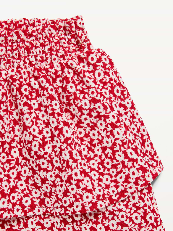 Printed Crinkled Tiered Skirt for Toddler Girls