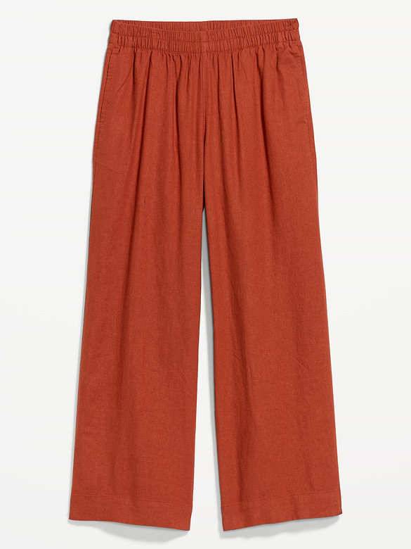 High-Waisted Linen-Blend Super Wide-Leg Pants