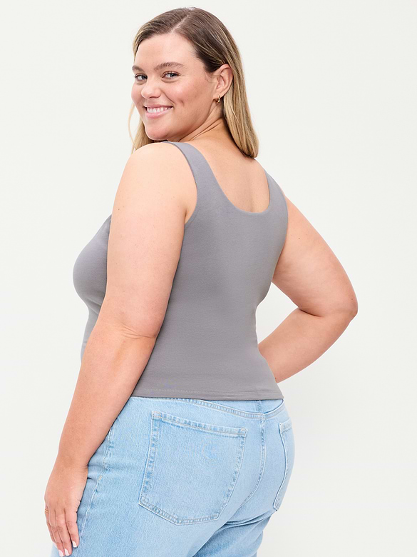 Hug Double-Layer Scoop-Neck Tank Top