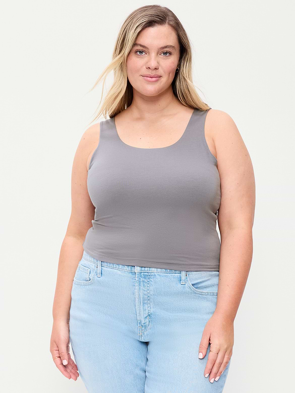 Hug Double-Layer Scoop-Neck Tank Top