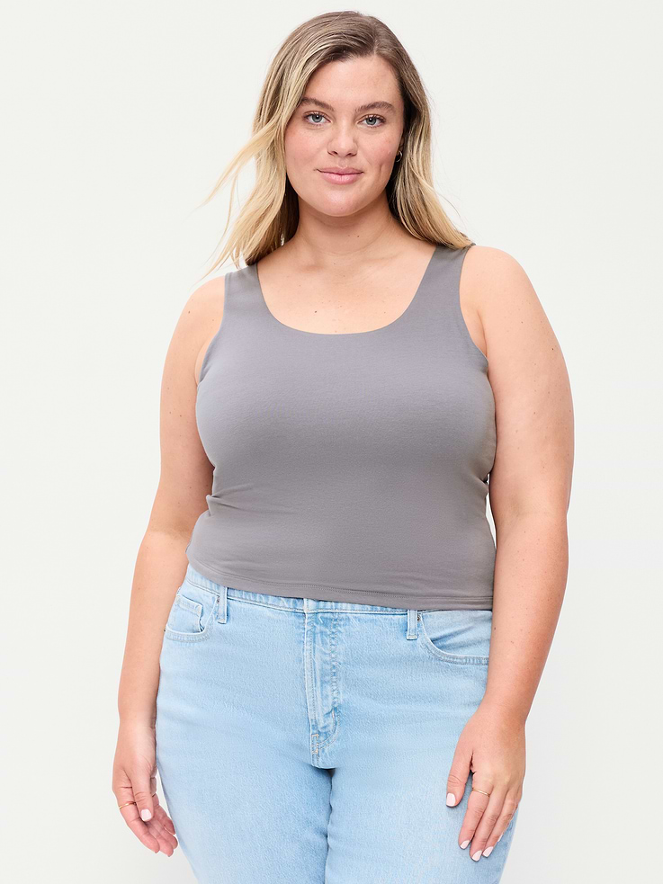 Image number 7 showing, Hug Double-Layer Scoop-Neck Tank Top