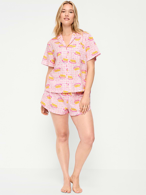Pyjama court en popeline