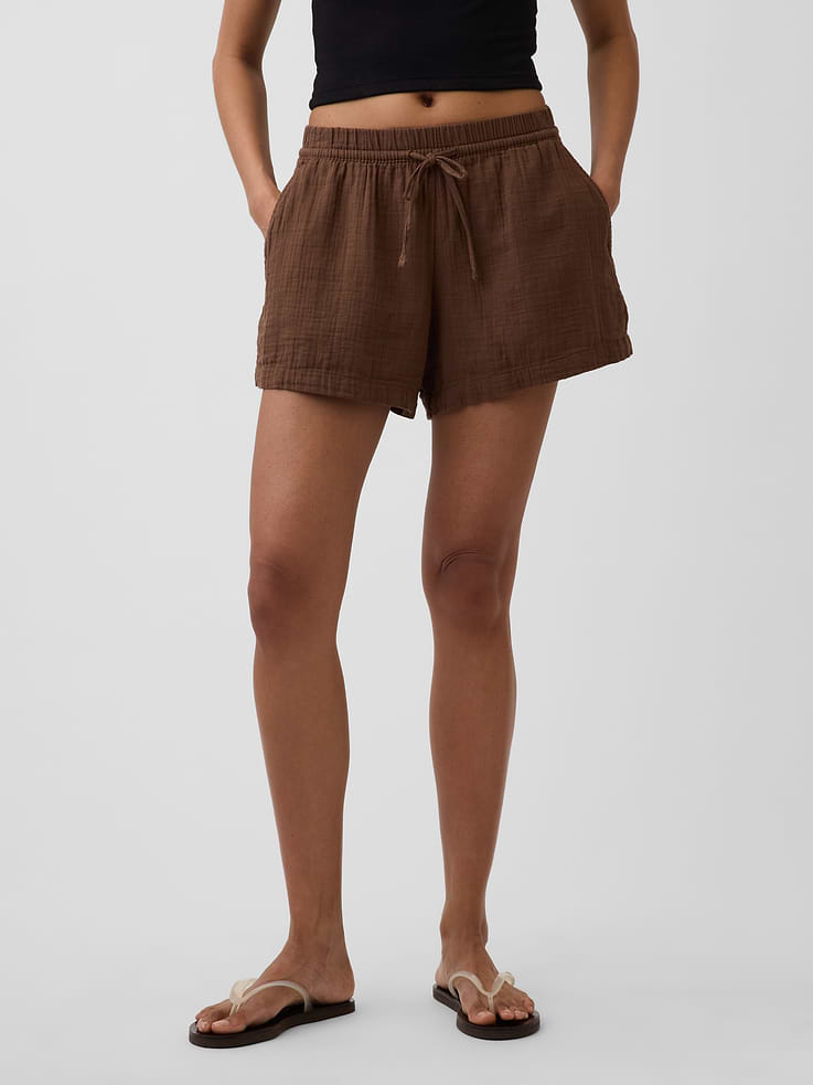 Image number 2 showing, 4" Mid Rise Cotton Gauze Easy Shorts