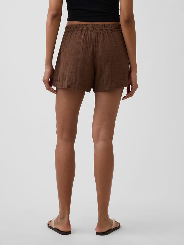Image number 4 showing, 4" Mid Rise Cotton Gauze Easy Shorts