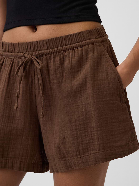 4" Mid Rise Cotton Gauze Easy Shorts