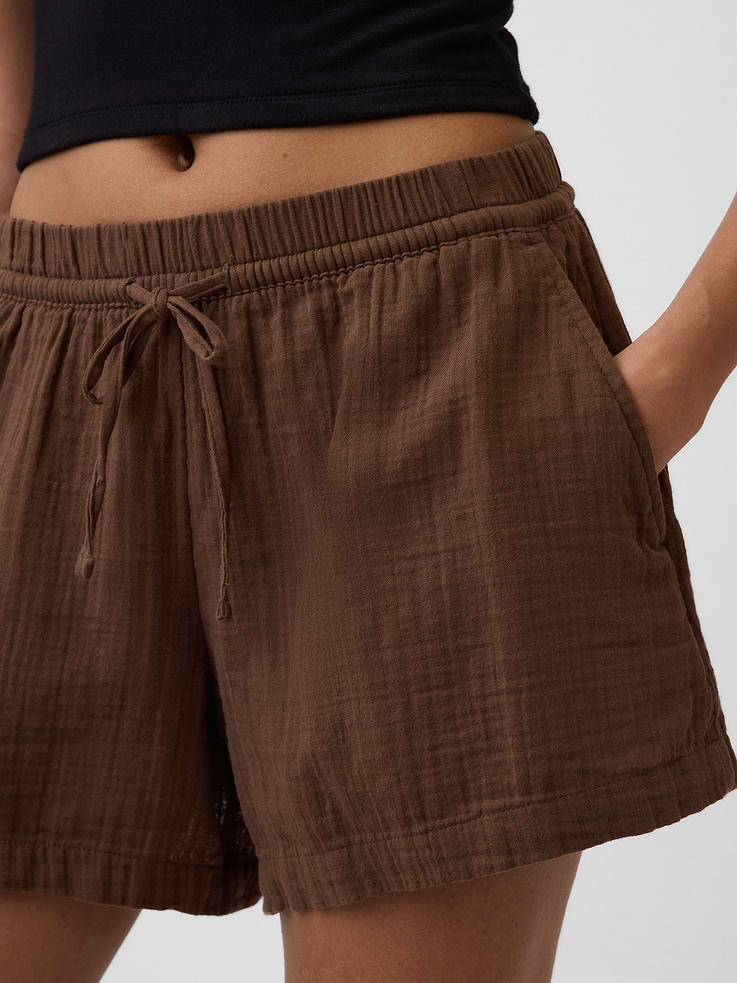 Image number 5 showing, 4" Mid Rise Cotton Gauze Easy Shorts