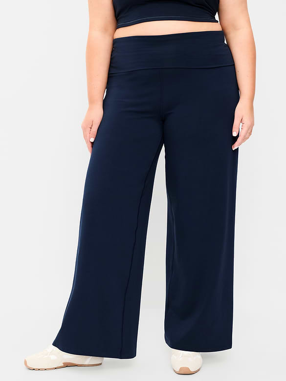 High-Waisted PowerChill Fold-Over Wide-Leg Pants