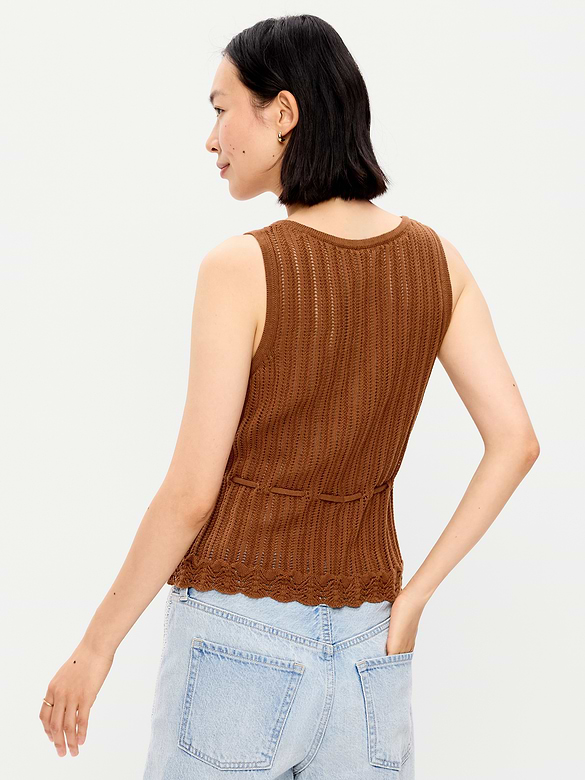 Seaside Cotton Pointelle Peplum Tank Top