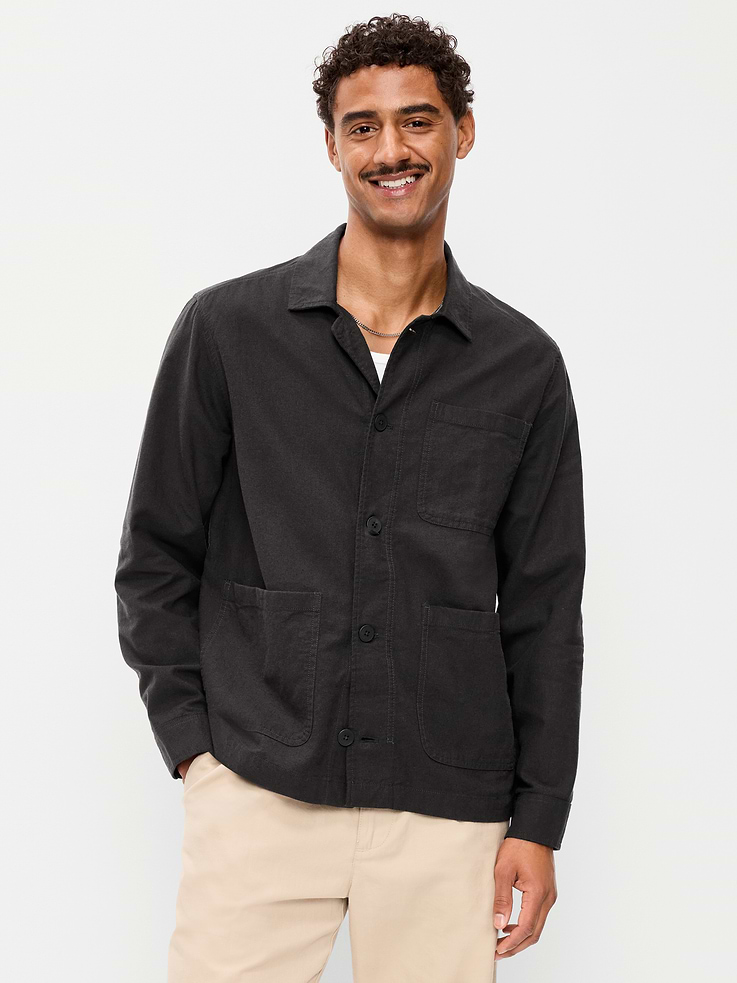Image number 1 showing, Linen-Blend Chore Jacket