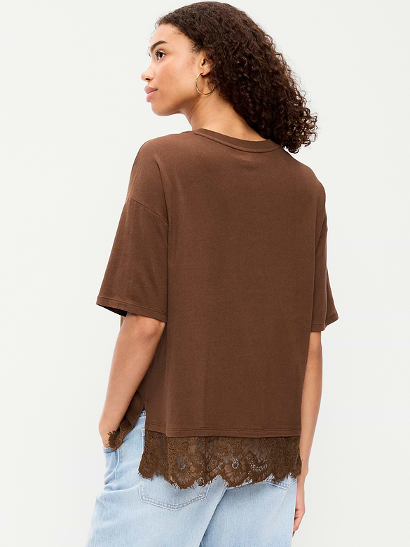 Oversized Lace Hem T-Shirt