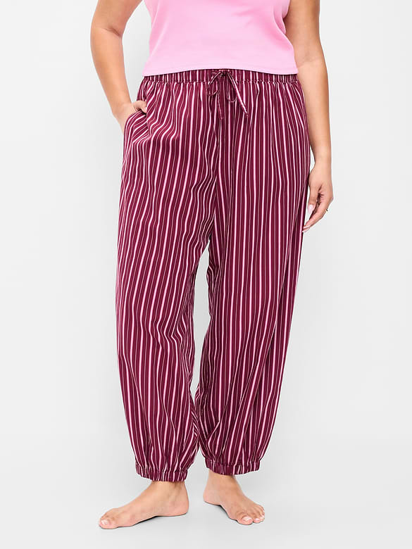 Cinched Poplin Balloon Pants