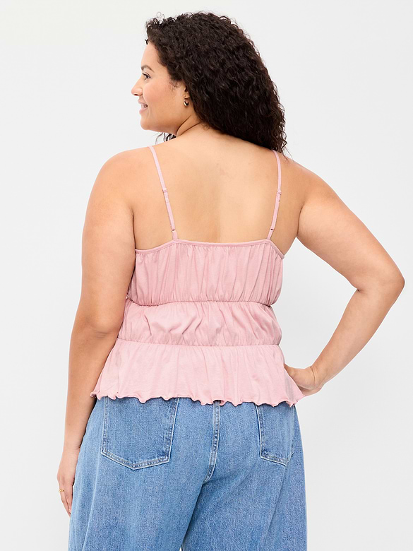Lace-Trim Smocked-Waist Tank Top