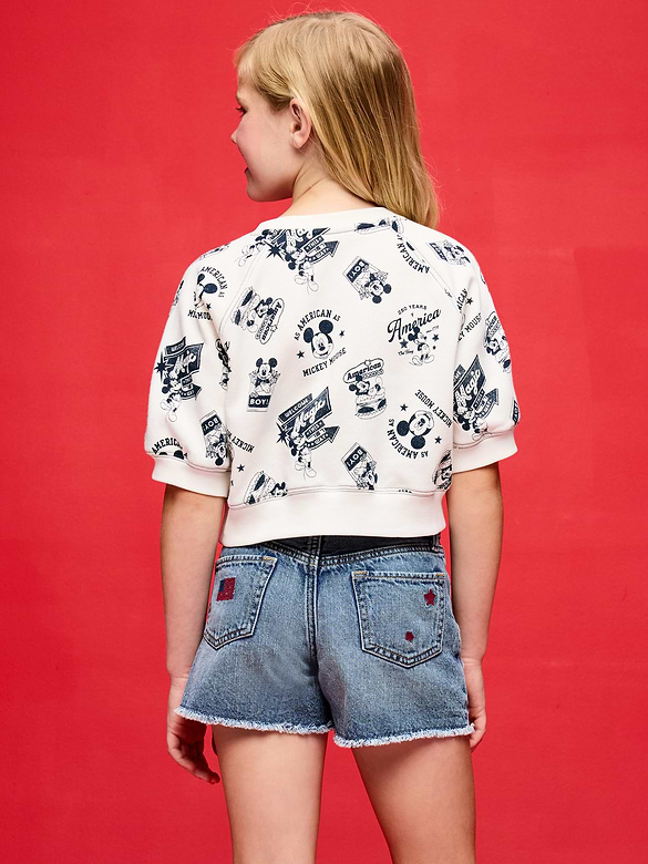Old Navy x Disney Mickey Mouse Short-Sleeve Cropped Raglan Fleece Sweatshirt for Girls