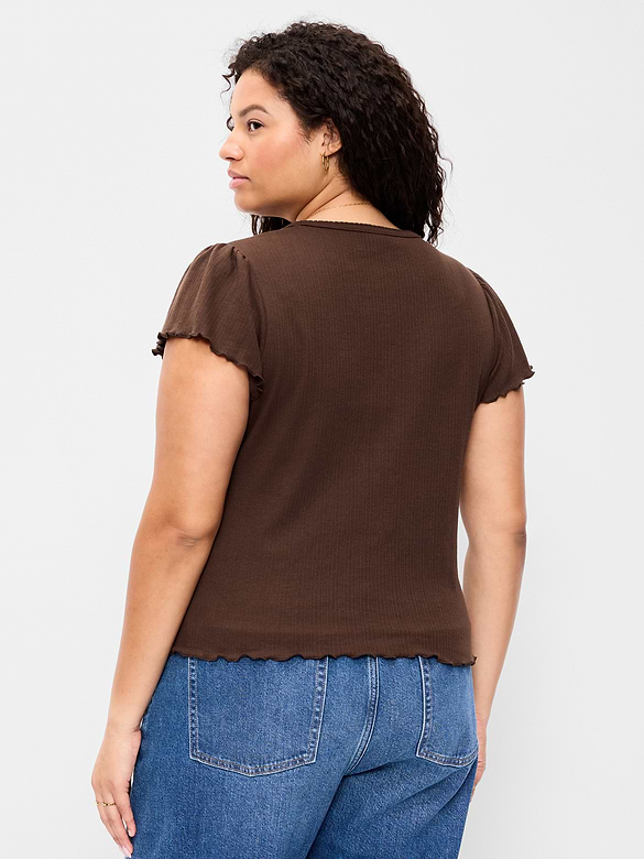 Lettuce-Edge Pointelle Top