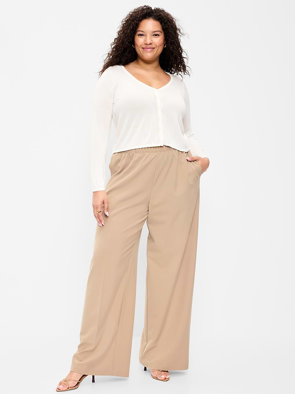 High-Waisted Wide-Leg Trouser Pants
