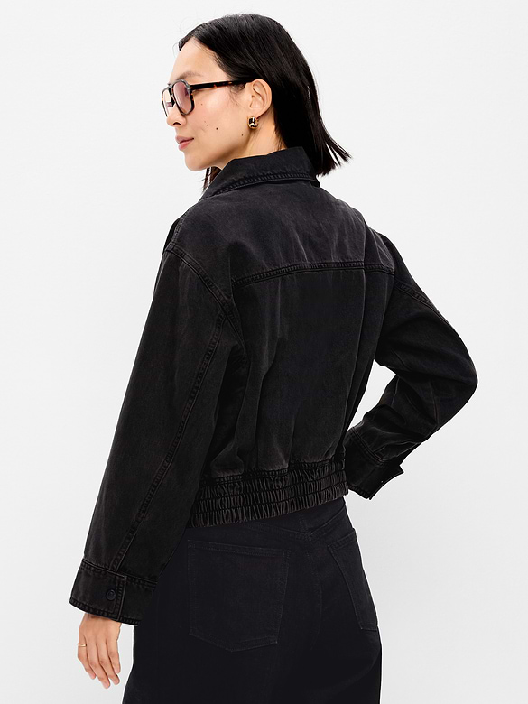 Funnel-Neck Denim Jacket