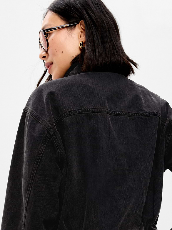 Funnel-Neck Denim Jacket