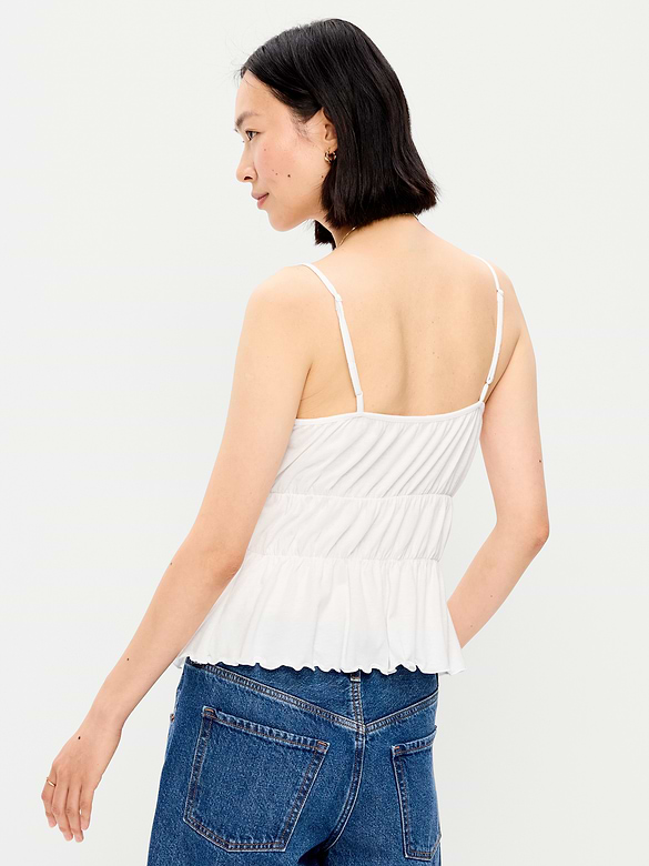 Lace-Trim Smocked-Waist Tank Top