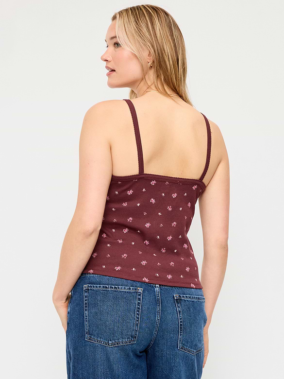 Button-Front Cami Tank Top