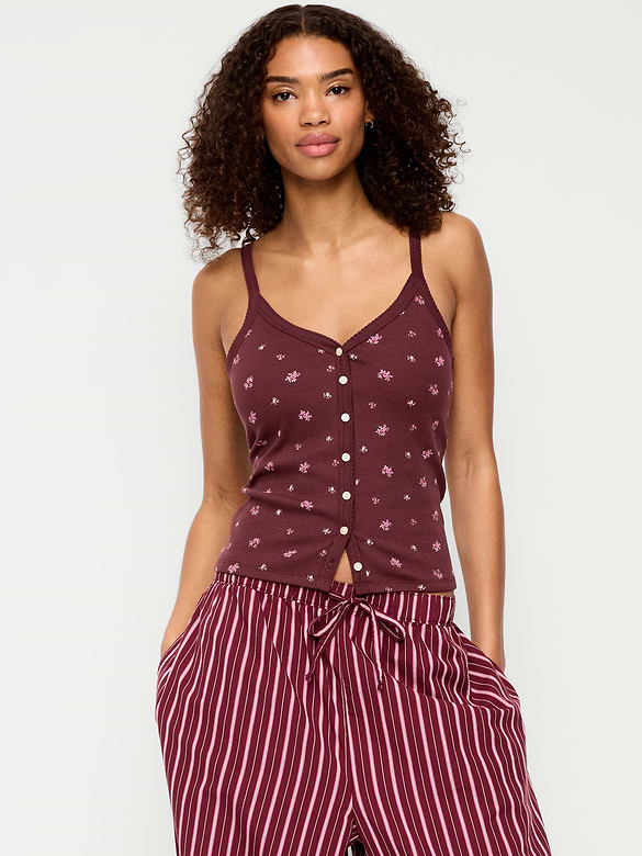 Button-Front Cami Tank Top