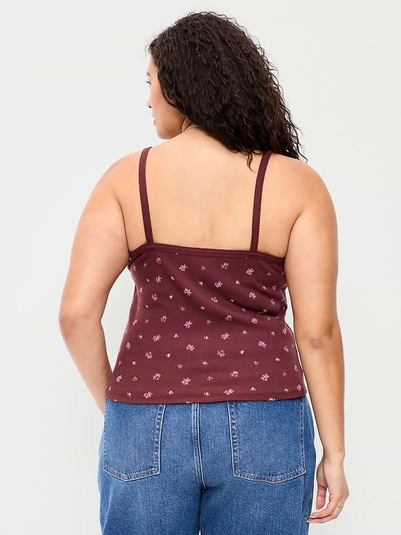 Button-Front Cami Tank Top