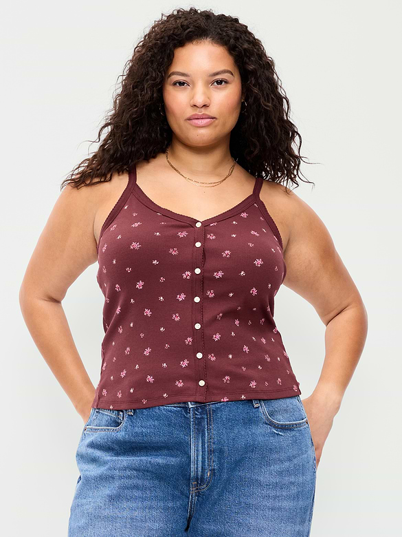Button-Front Cami Tank Top