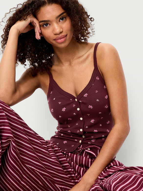 Button-Front Cami Tank Top
