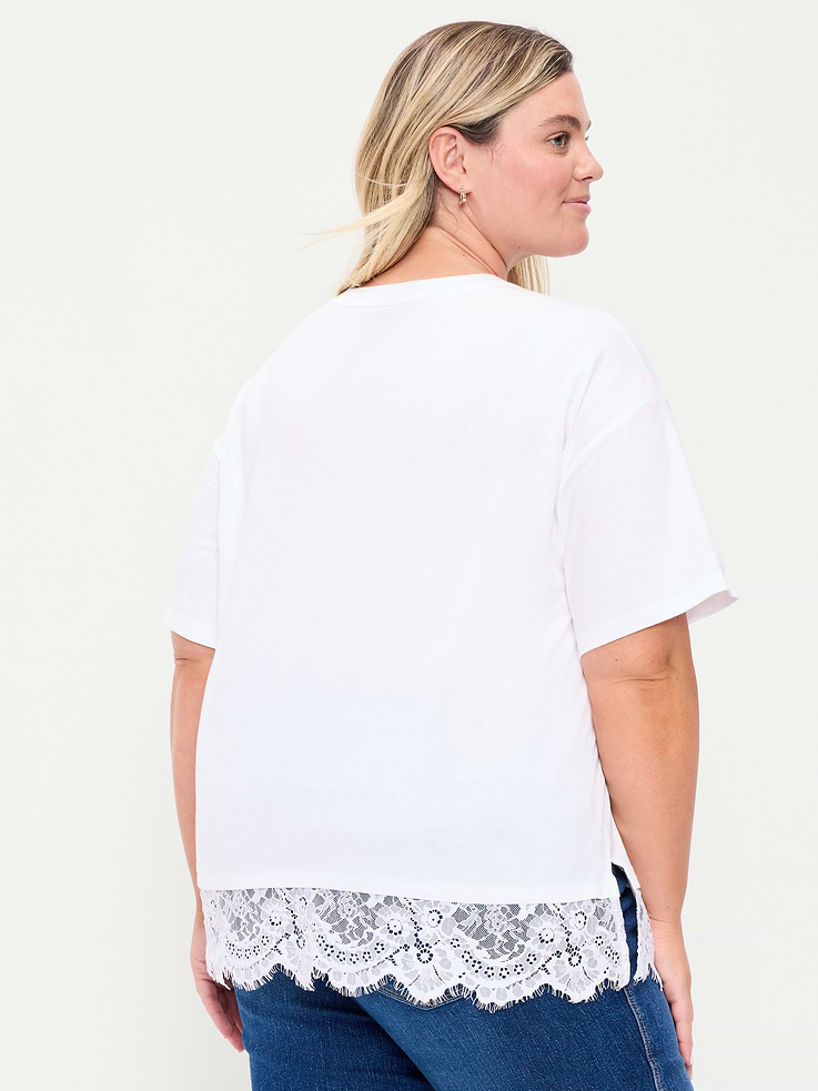 Image number 8 showing, Oversized Lace Hem T-Shirt