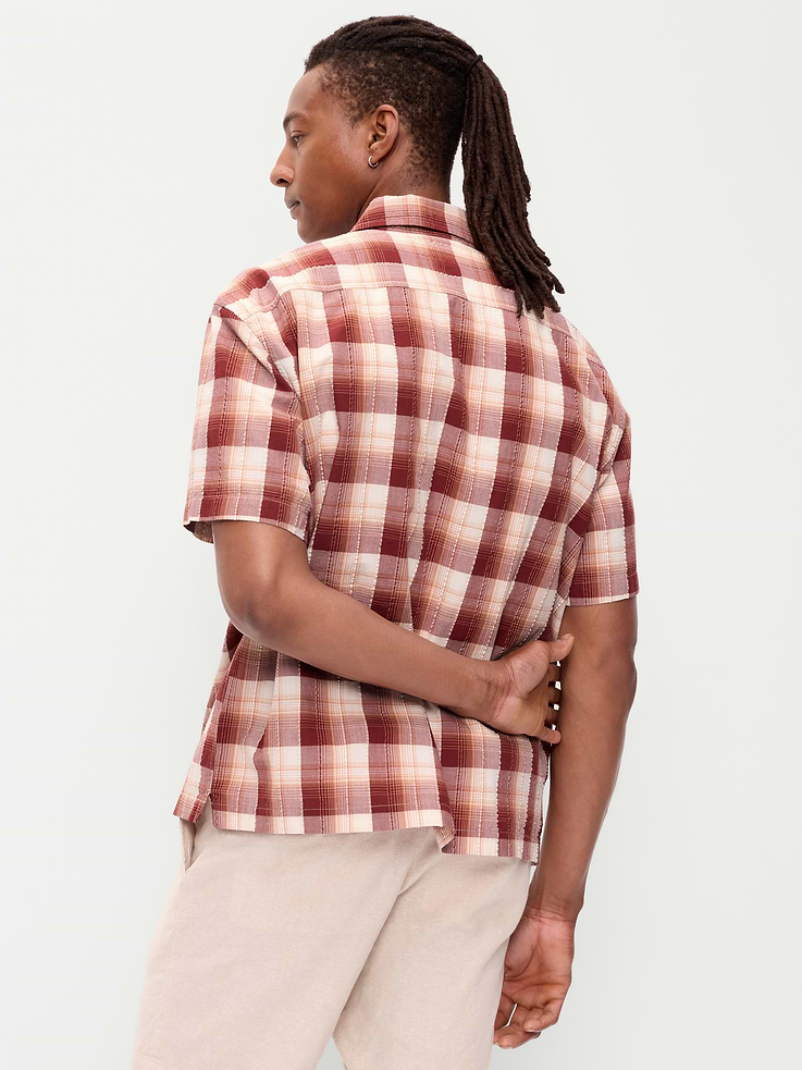 Image number 2 showing, Loose Fit Textured Plaid Pocket Shirt