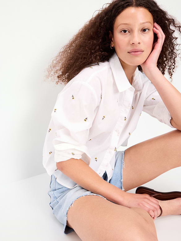 Cropped Button-Down Shirt