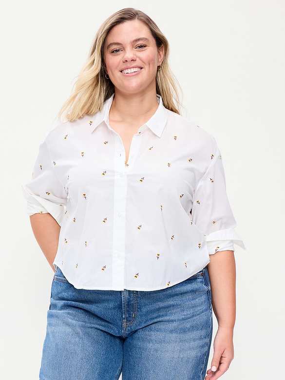 Cropped Button-Down Shirt