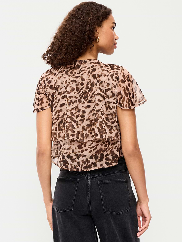 Tiered Ruffle Tie-Front Top