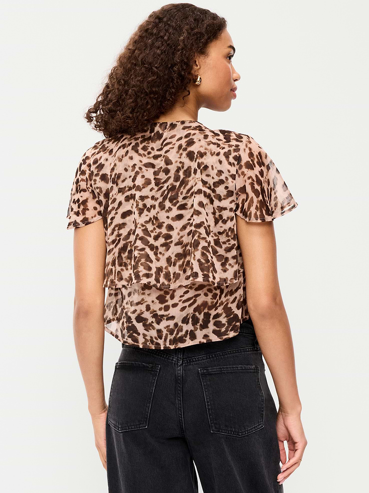 Image number 2 showing, Tiered Ruffle Tie-Front Top
