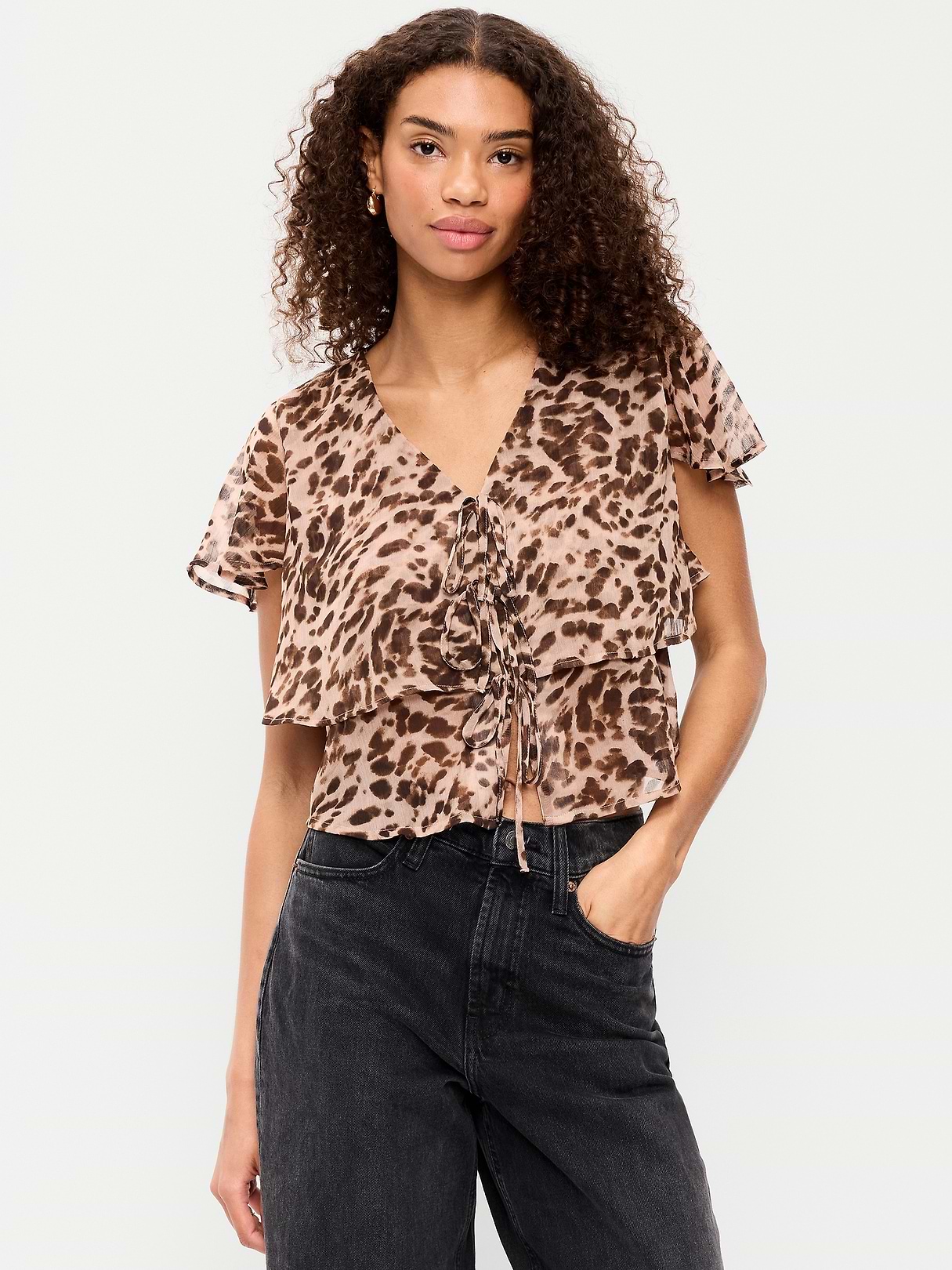 Tiered Ruffle Tie-Front Top | Old Navy