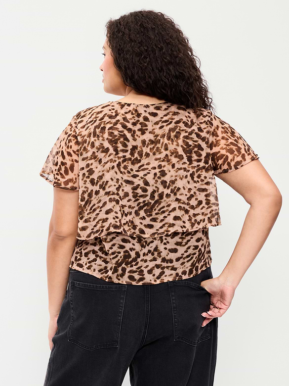 Tiered Ruffle Tie-Front Top