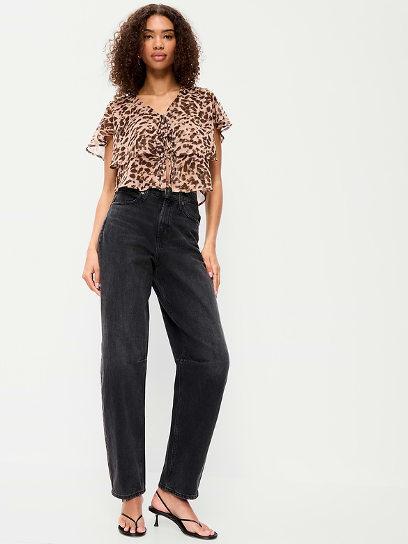Tiered Ruffle Tie-Front Top