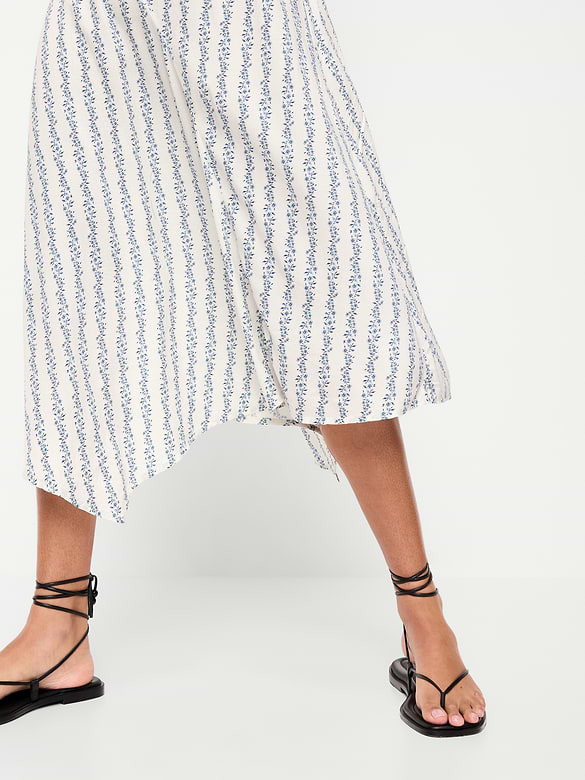 Fit & Flare Tie-Back Asymmetrical Midi Dress