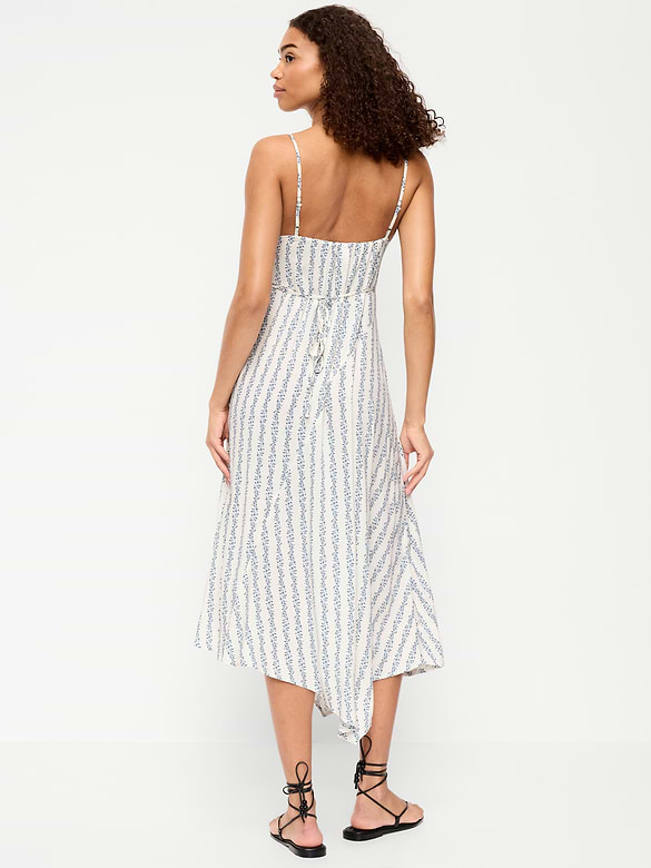 Fit & Flare Tie-Back Asymmetrical Midi Dress